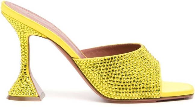 Amina Muaddi Lupita crystal mules Yellow
