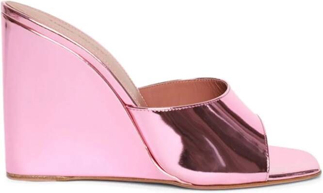 Amina Muaddi Lupita wedge sandals Pink