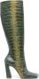 Amina Muaddi Marine 95mm crocodile-effect knee-high boots Green - Thumbnail 1