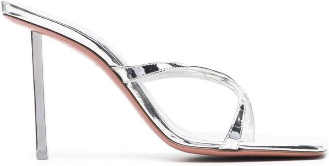 Amina Muaddi metallic high-heel sandals Silver