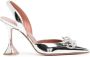 Amina Muaddi Rosie 85mm bow-embellished pumps Silver - Thumbnail 1