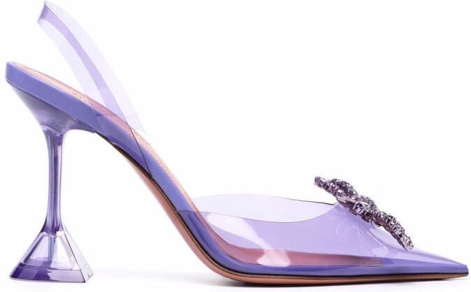 Amina Muaddi Rosie clear pointed toe pumps Purple