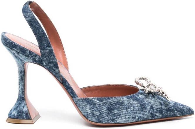 Amina Muaddi Rosie Sling 95mm denim pumps Blue