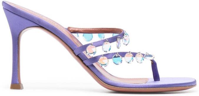 Amina Muaddi Tina 105 mm crystal sandals Purple