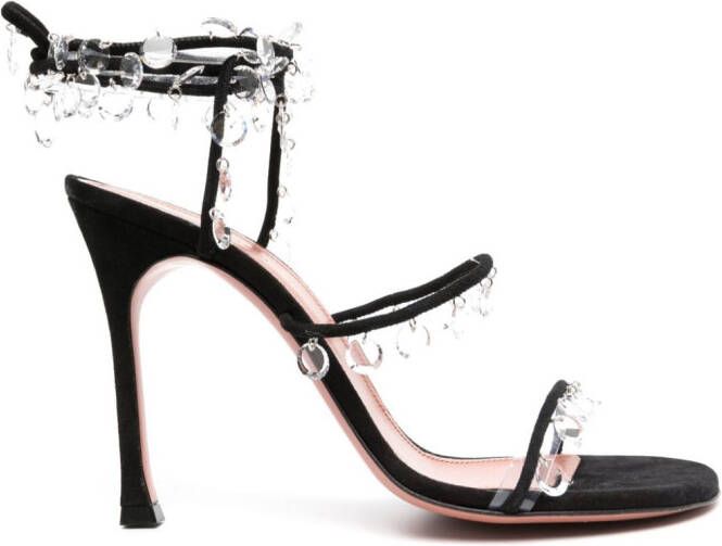 Amina Muaddi Tina 105mm lace-up sandals Black