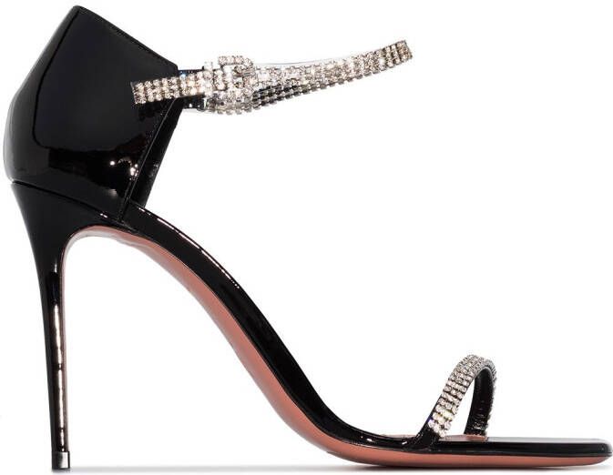 Amina Muaddi Ursina 100mm crystal-embellished sandals Black