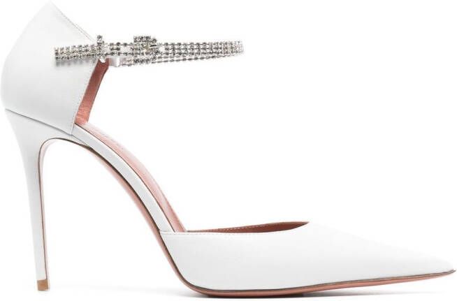 Amina Muaddi Ursina 95mm pointed-toe pumps White