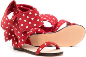 Aminah Abdul-Jillil heart-print open toe sandals Red
