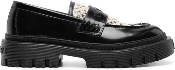 AMIRI Jumbo raffia-panel leather loafers Black