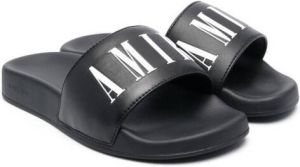 AMIRI KIDS logo-print open-toe slides Black