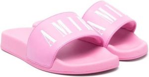 AMIRI KIDS logo-print open-toe slides Pink
