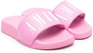 AMIRI KIDS logo-print pool slides Pink