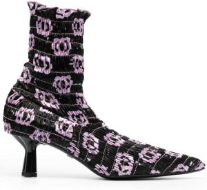 Amy Crookes Marthe XX shirred ankle boots Purple