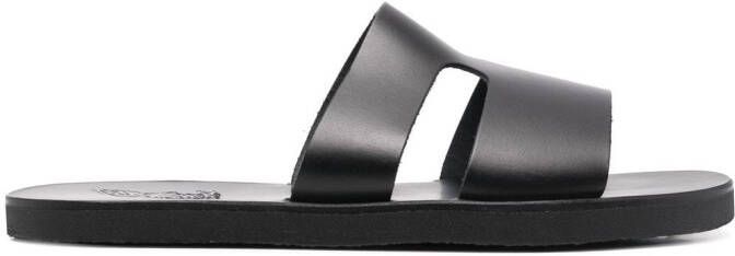 Ancient Greek Sandals Apteros cut-out leather slides Black
