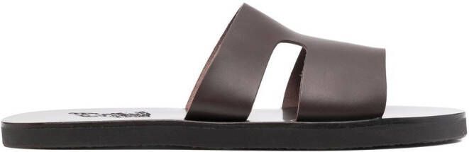 Ancient Greek Sandals Apteros cut-out leather slides Brown