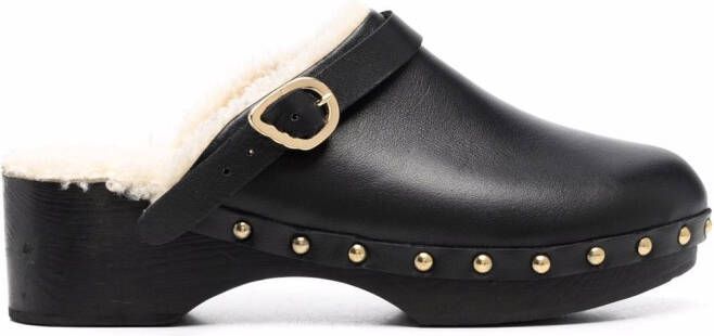 Ancient Greek Sandals closed leather clogs Black