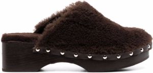 Ancient Greek Sandals closed sheepskin clogs Brown