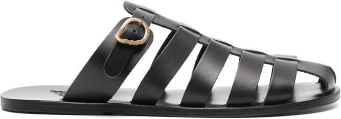Ancient Greek Sandals Cosmo flat leather sandals Black