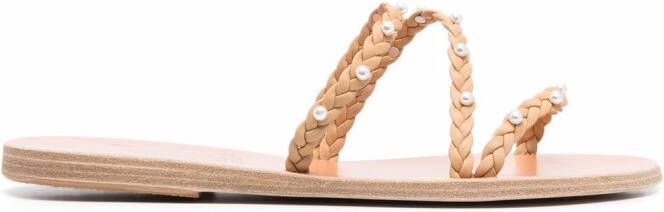 Ancient Greek Sandals Ekaterini pearl leather sandals Neutrals