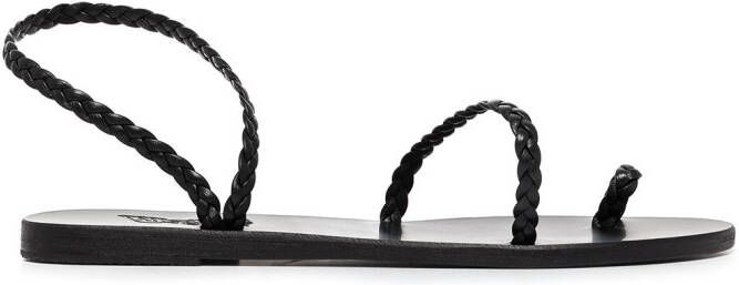 Ancient Greek Sandals Eleftheria braided leather sandals Black