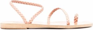 Ancient Greek Sandals Eleftheria braided leather sandals Pink