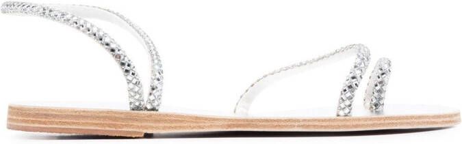 Ancient Greek Sandals Eleftheria crystal-embellished sandals Silver