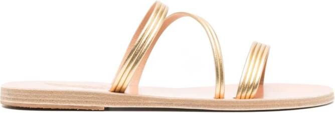 Ancient Greek Sandals Ermodiki leather flat sandals Gold