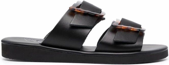 Ancient Greek Sandals Iaso oversized buckle sandals Black