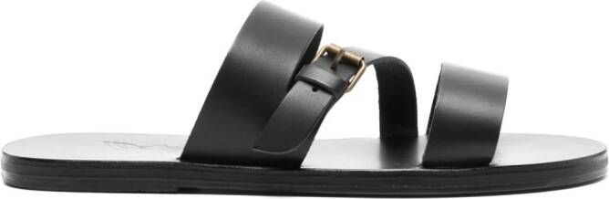 Ancient Greek Sandals Ifiklis flat leather sandals Black