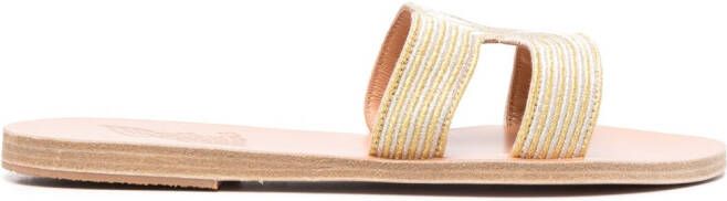 Ancient Greek Sandals Kentima double-strap slides Yellow