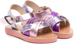 ANCIENT GREEK SANDALS KIDS Little Electra metallic-effec sandals Purple