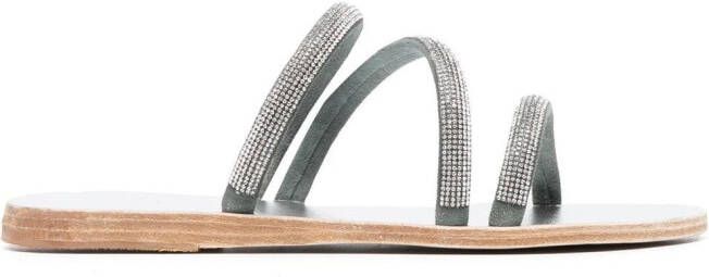 Ancient Greek Sandals metallic rhinestone-embellished sandals Silver