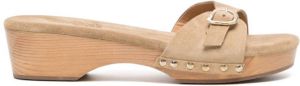 Ancient Greek Sandals Omonia Sabot buckled sliders Brown