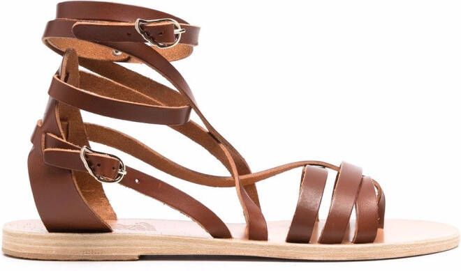 Ancient Greek Sandals Satira gladiator leather sandals Brown