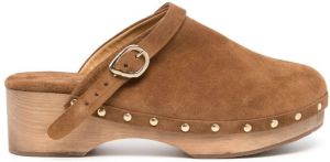 Ancient Greek Sandals stud-detail suede clogs Brown