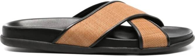 Ancient Greek Sandals Thais flat leather sandals Black
