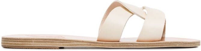 Ancient Greek Sandals white Desmos double strap leather sandals