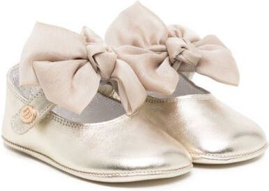 ANDANINES bow-detail leather ballerina shoes Gold