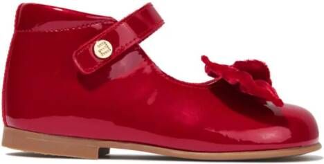 ANDANINES bow-detail leather ballerina shoes Red