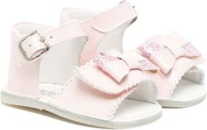 ANDANINES bow-detail leather sandals Pink