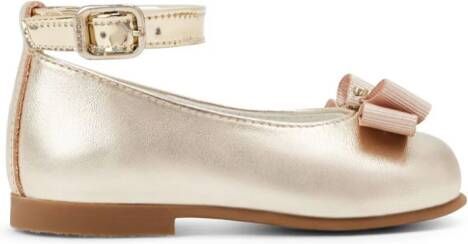 ANDANINES bow-detail metallic ballerina shoes Gold