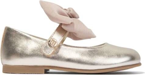 ANDANINES bow-embellished leather ballerina shoes Gold