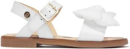 ANDANINES bow-embellished leather sandals White