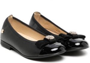 ANDANINES crystal-embellished leather ballerina shoes Black