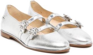 ANDANINES crystal-embellished leather ballerina shoes Silver