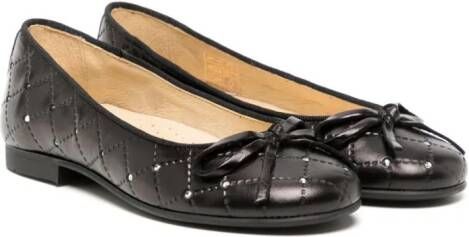 ANDANINES crystal-embellished leather ballerinas Black