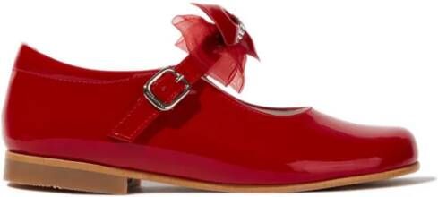 ANDANINES embellished patent-leather ballerina shoes Red