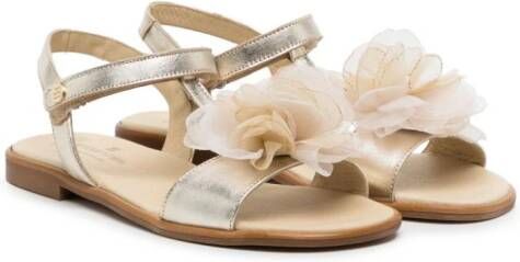 ANDANINES floral-appliqué leather sandals Brown