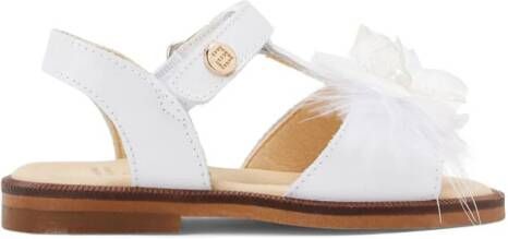 ANDANINES floral-appliqué leather sandals White