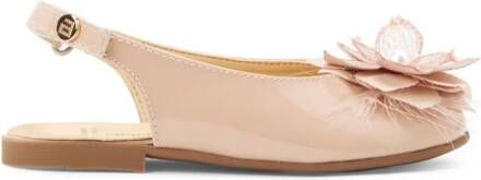 ANDANINES floral-appliquéd leather ballerina shoes Pink